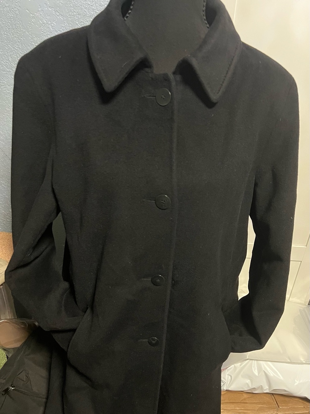 Brooks Brothers Black Wool Pea Coat